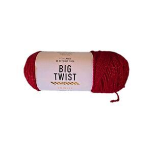 BIG TWIST Twinkle YARN RED Color #4 Medium Lot# 645515  97% Acrylic 3% Metallic